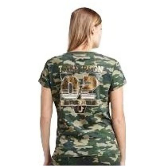 True Religion Victorious Green Camo V-Neck T-Shirt - Picture 3 of 7